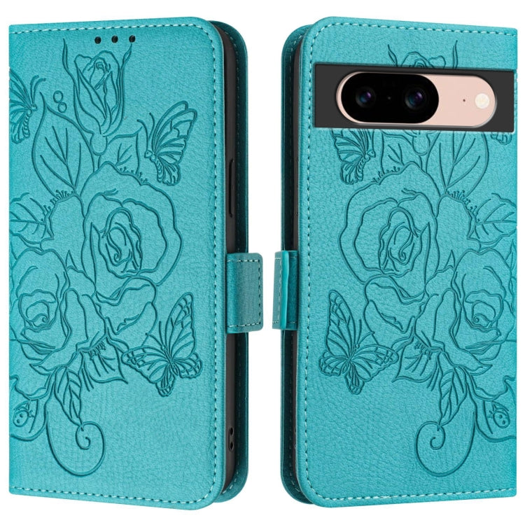 For Google Pixel 8a Embossed Rose RFID Anti-theft Leather Phone Case