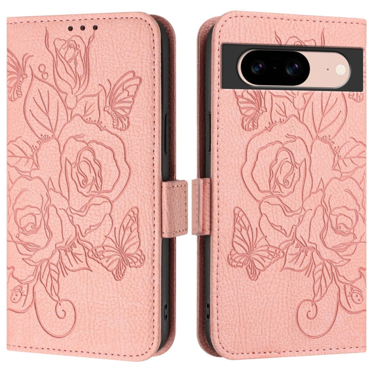 For Google Pixel 8a Embossed Rose RFID Anti-theft Leather Phone Case
