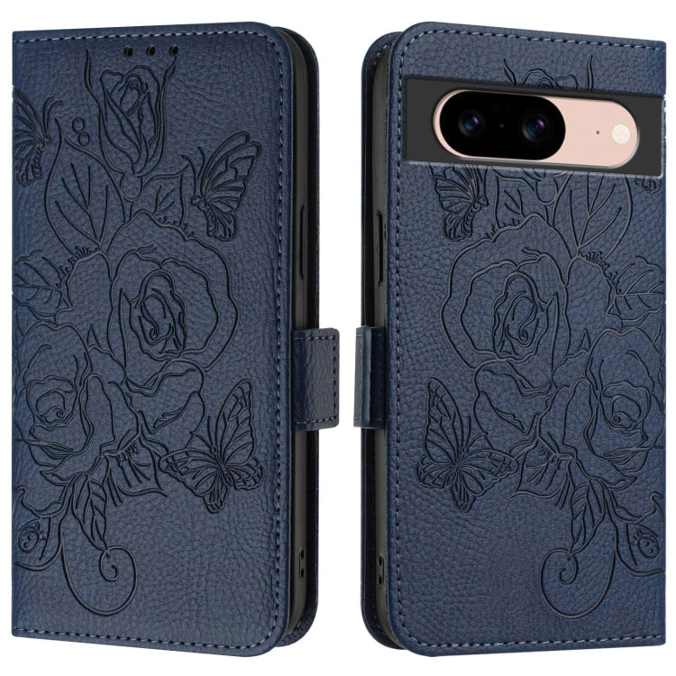 For Google Pixel 8a Embossed Rose RFID Anti-theft Leather Phone Case