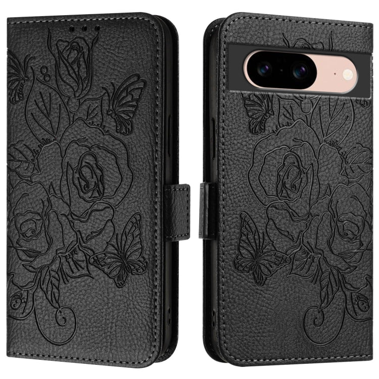 For Google Pixel 8a Embossed Rose RFID Anti-theft Leather Phone Case