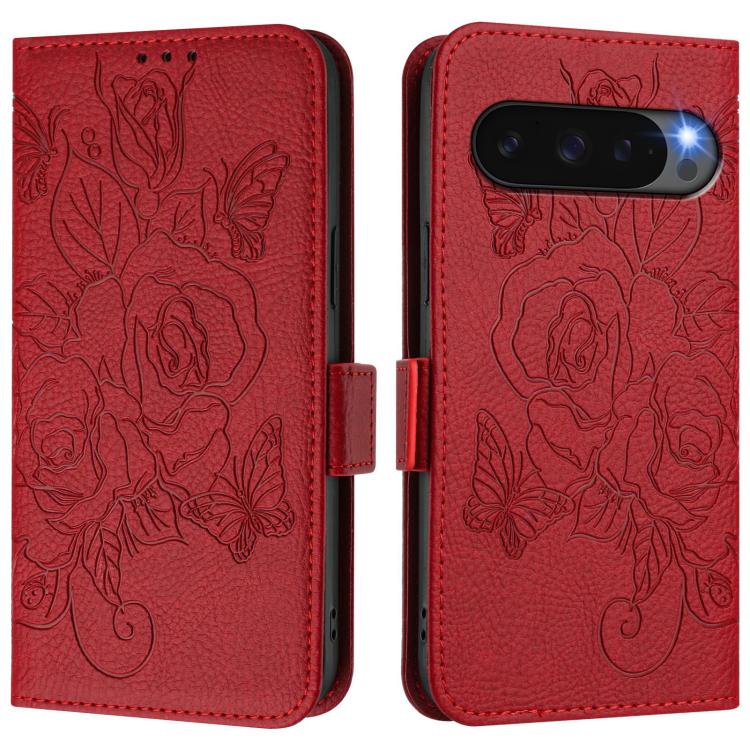 For Google Pixel 10 Pro XL 5G Global Embossed Rose RFID Anti-theft Leather Phone Case