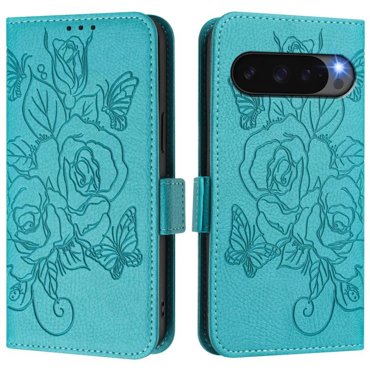 For Google Pixel 10 Pro XL 5G Global Embossed Rose RFID Anti-theft Leather Phone Case