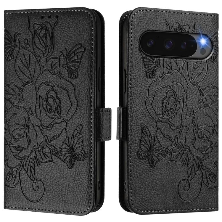 For Google Pixel 10 Pro XL 5G Global Embossed Rose RFID Anti-theft Leather Phone Case