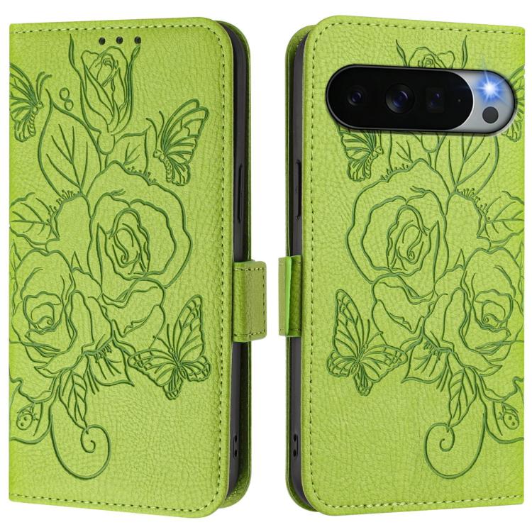 For Google Pixel 11 Pro XL Embossed Rose RFID Anti-theft Leather Phone Case