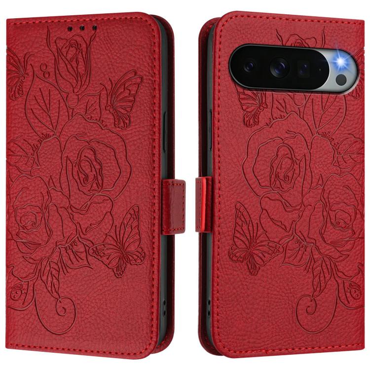For Google Pixel 11 Pro XL Embossed Rose RFID Anti-theft Leather Phone Case