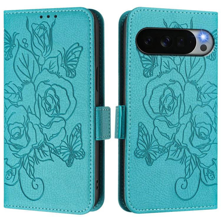 For Google Pixel 11 Pro XL Embossed Rose RFID Anti-theft Leather Phone Case