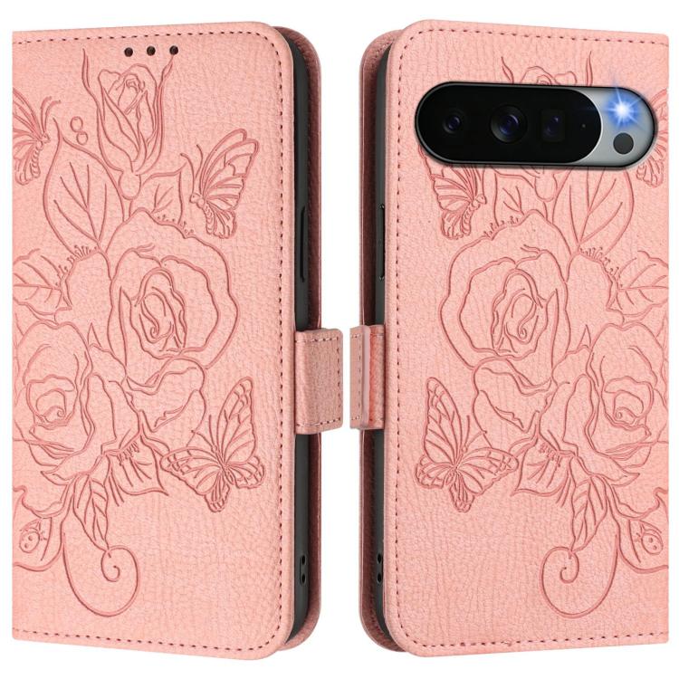 For Google Pixel 11 Pro XL Embossed Rose RFID Anti-theft Leather Phone Case