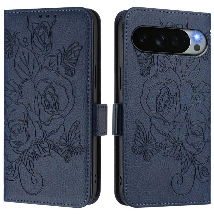 For Google Pixel 11 Pro XL Embossed Rose RFID Anti-theft Leather Phone Case