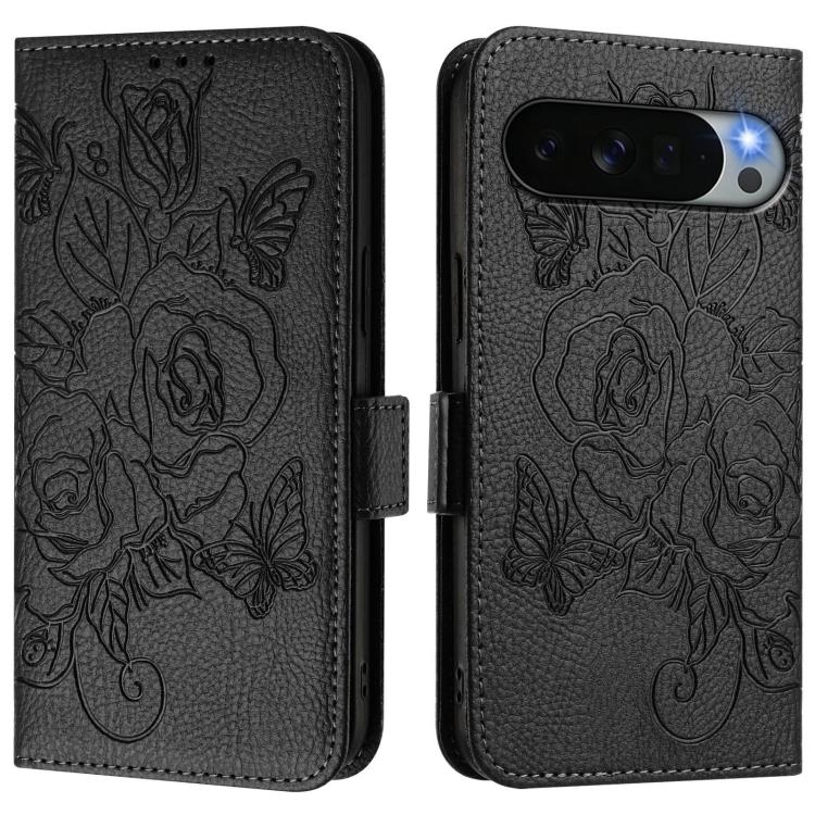 For Google Pixel 11 Pro XL Embossed Rose RFID Anti-theft Leather Phone Case