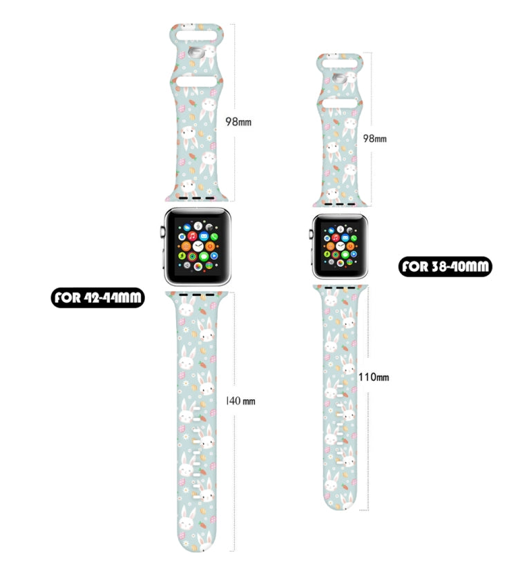 For Apple Watch Series 9 41mm Butterfly Buckle Easter Printed Silicone Watch Band