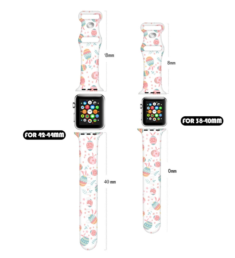 For Apple Watch Series 9 41mm Butterfly Buckle Easter Printed Silicone Watch Band