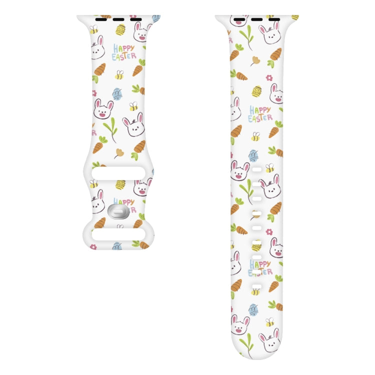 For Apple Watch Series 8 41mm Butterfly Buckle Easter Printed Silicone Watch Band