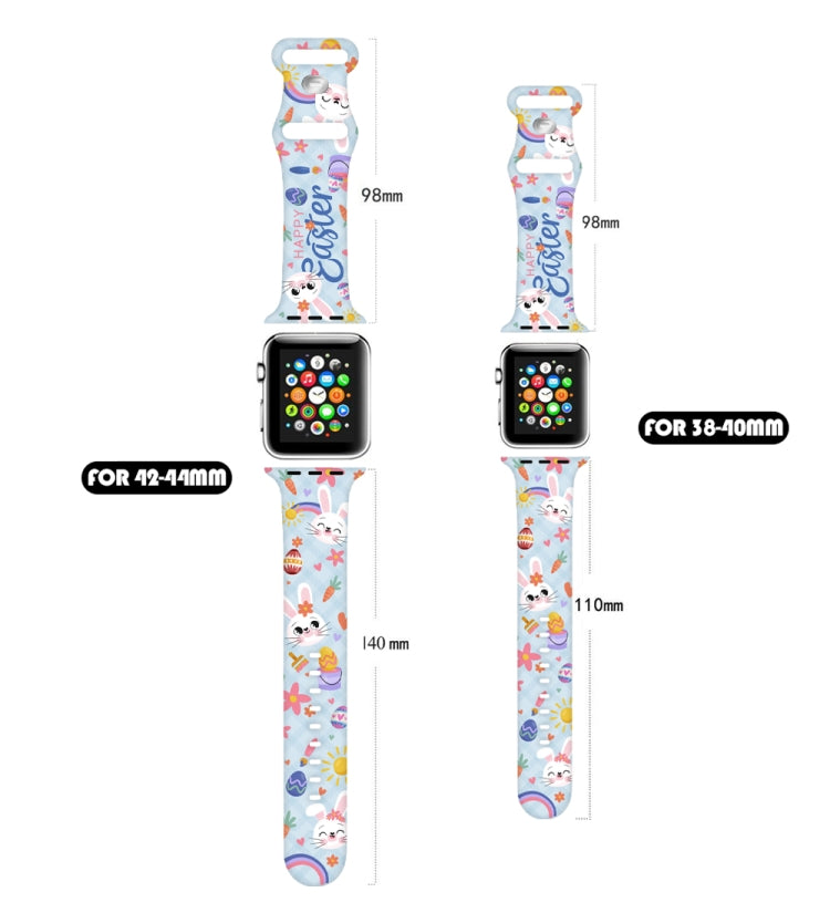 For Apple Watch SE 40mm Butterfly Buckle Easter Printed Silicone Watch Band
