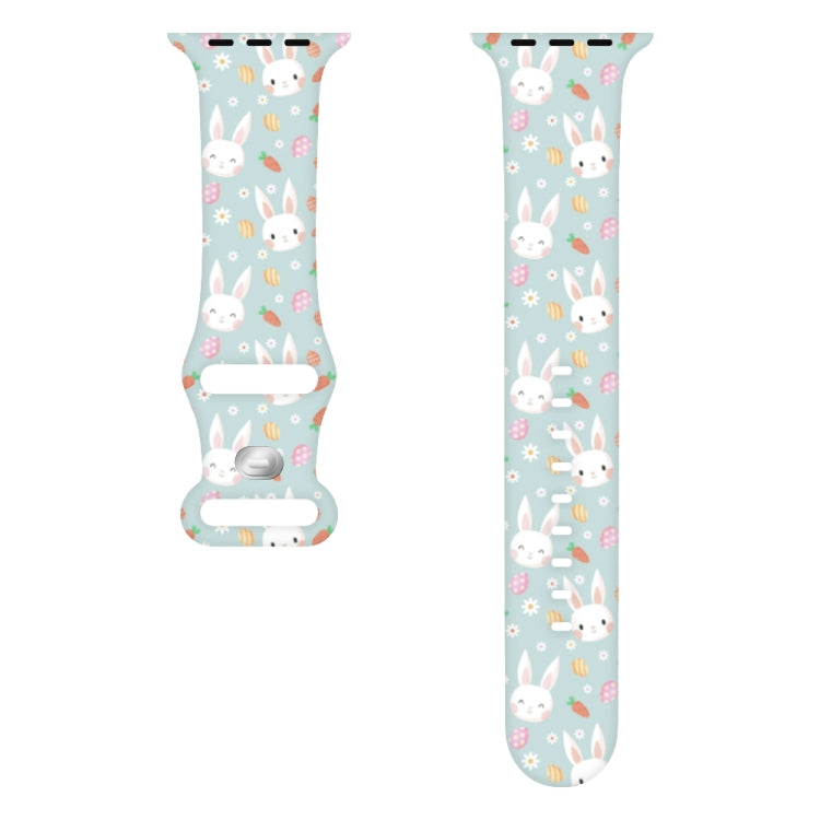 For Apple Watch SE 40mm Butterfly Buckle Easter Printed Silicone Watch Band
