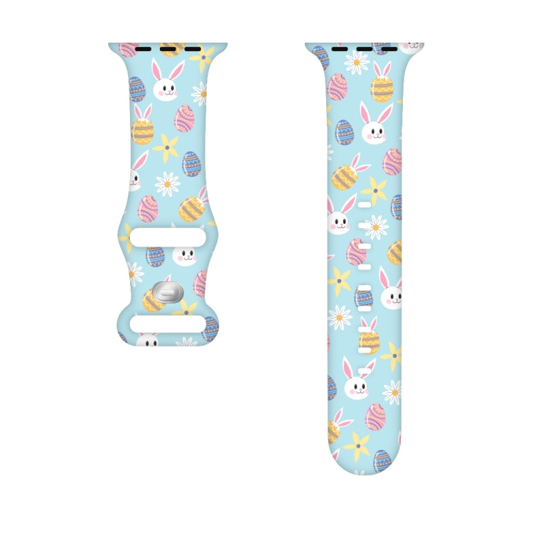 For Apple Watch SE 40mm Butterfly Buckle Easter Printed Silicone Watch Band