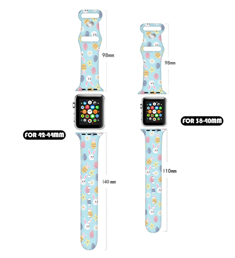 For Apple Watch SE 40mm Butterfly Buckle Easter Printed Silicone Watch Band