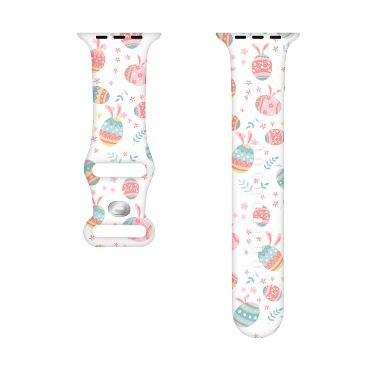 For Apple Watch SE 40mm Butterfly Buckle Easter Printed Silicone Watch Band