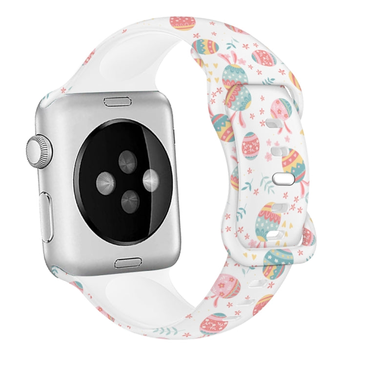 For Apple Watch SE 40mm Butterfly Buckle Easter Printed Silicone Watch Band