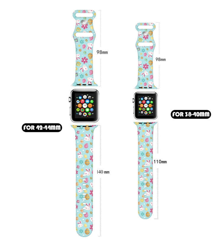 For Apple Watch SE 44mm Butterfly Buckle Easter Printed Silicone Watch Band