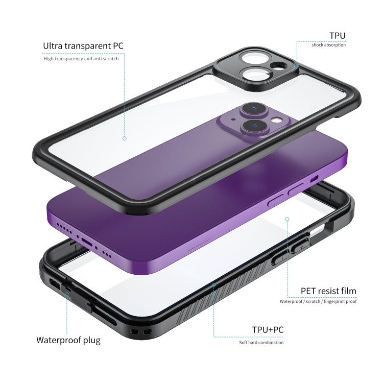 For iPhone 14 RedPepper Shockproof IP68 Waterproof PC + TPU Protective Case - Black