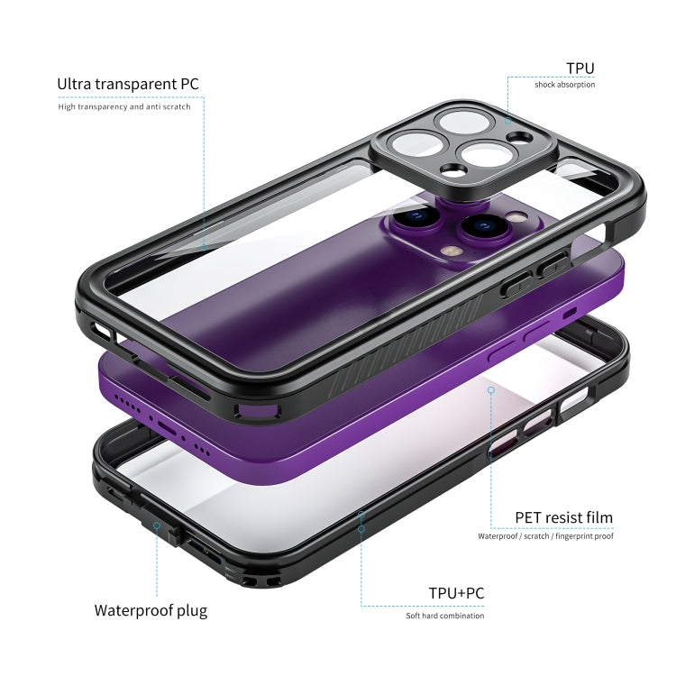 For iPhone 14 Pro RedPepper Shockproof IP68 Waterproof PC + TPU Protective Case - Black