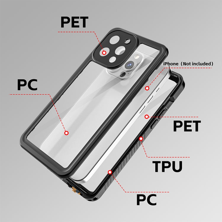 For iPhone 13 Pro Max RedPepper Shockproof IP68 Waterproof PC + TPU Protective Case - Black