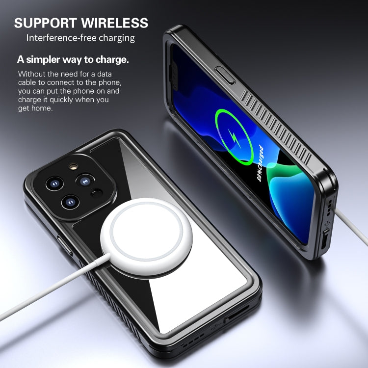 For iPhone 13 Pro RedPepper Shockproof IP68 Waterproof PC + TPU Protective Case - Black