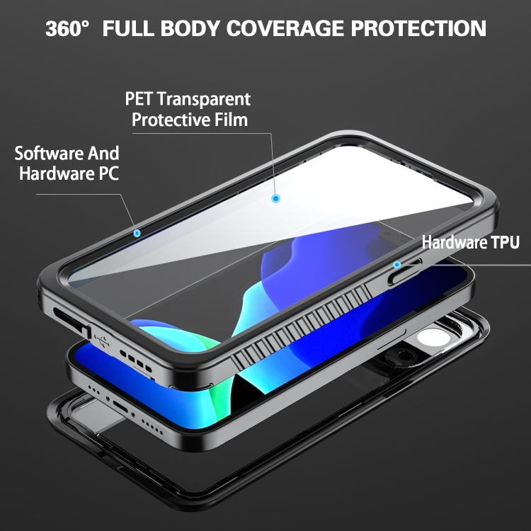 For iPhone 13 Pro RedPepper Shockproof IP68 Waterproof PC + TPU Protective Case - Black