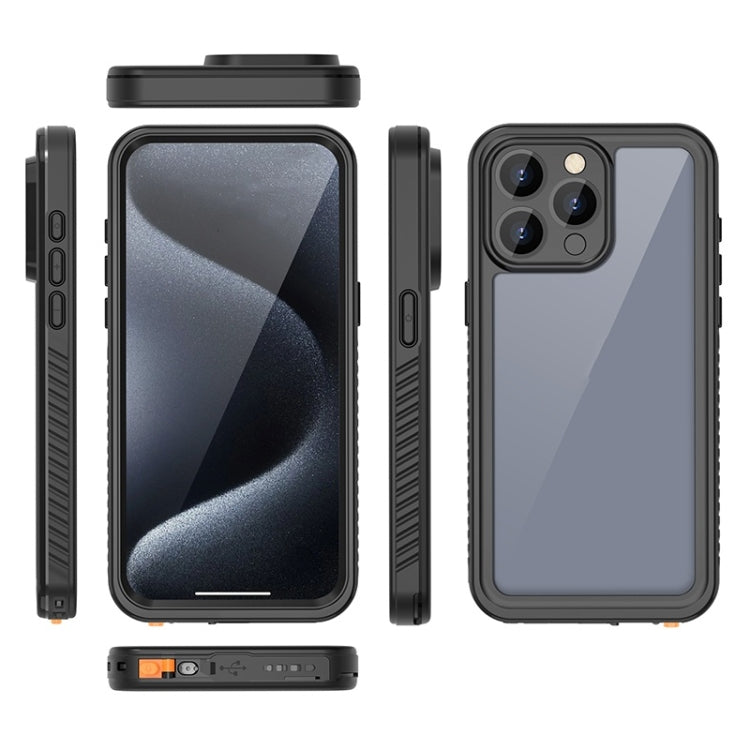 For iPhone 15 Pro Max RedPepper Shockproof IP68 Waterproof PC + TPU Protective Case - Black