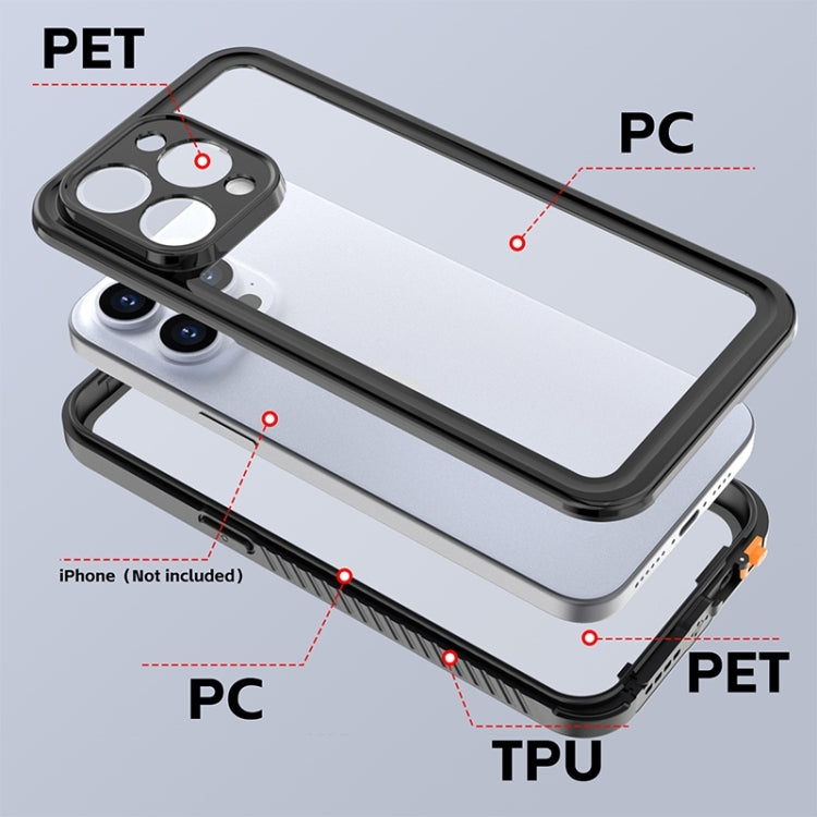 For iPhone 15 Pro Max RedPepper Shockproof IP68 Waterproof PC + TPU Protective Case - Black