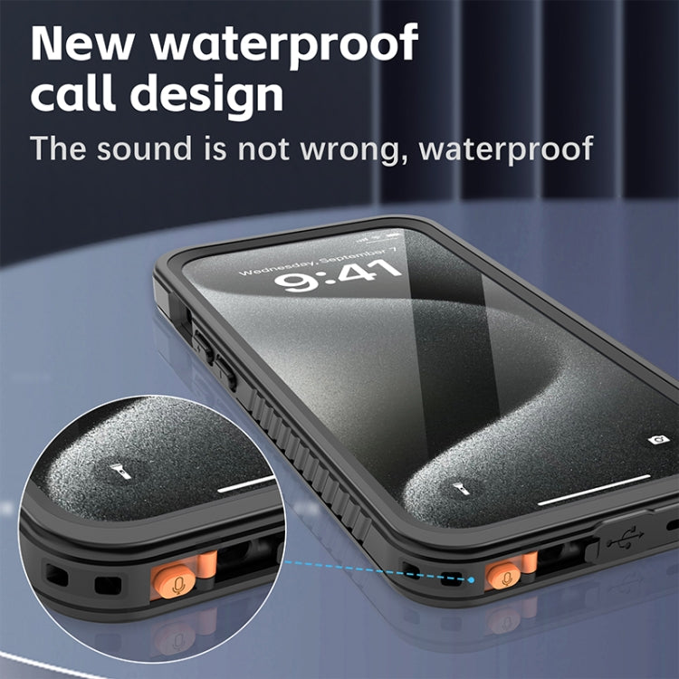 For iPhone 15 Pro Max RedPepper Shockproof IP68 Waterproof PC + TPU Protective Case - Black