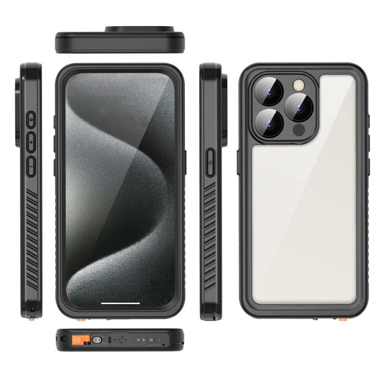 For iPhone 15 Pro RedPepper Shockproof IP68 Waterproof PC + TPU Protective Case - Black