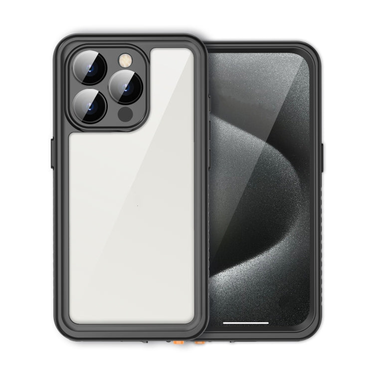 For iPhone 15 Pro RedPepper Shockproof IP68 Waterproof PC + TPU Protective Case - Black