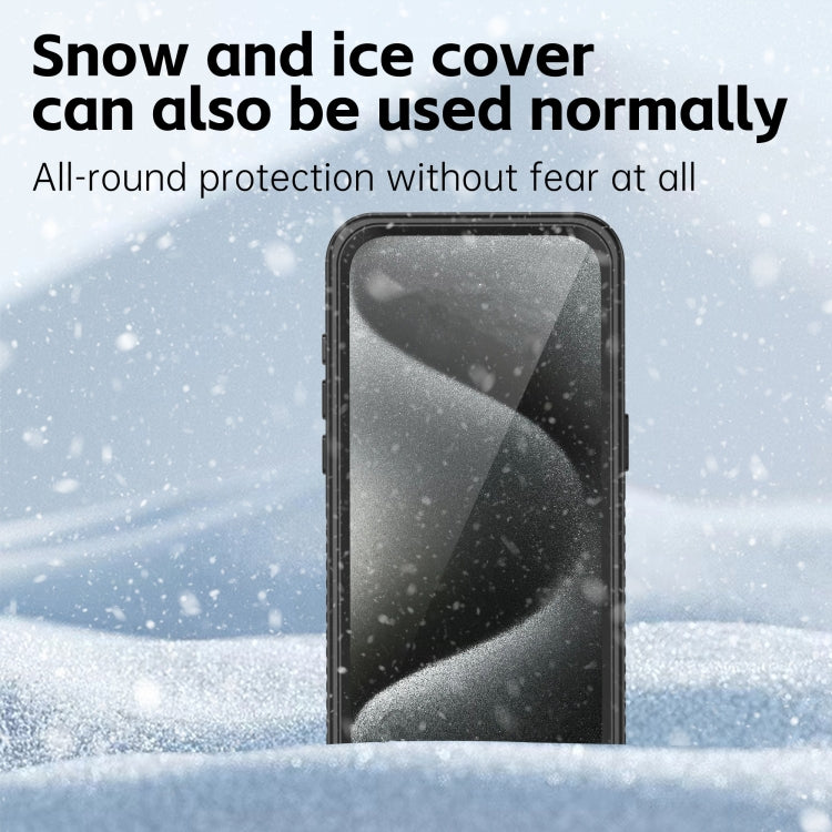 For iPhone 15 Pro RedPepper Shockproof IP68 Waterproof PC + TPU Protective Case - Black