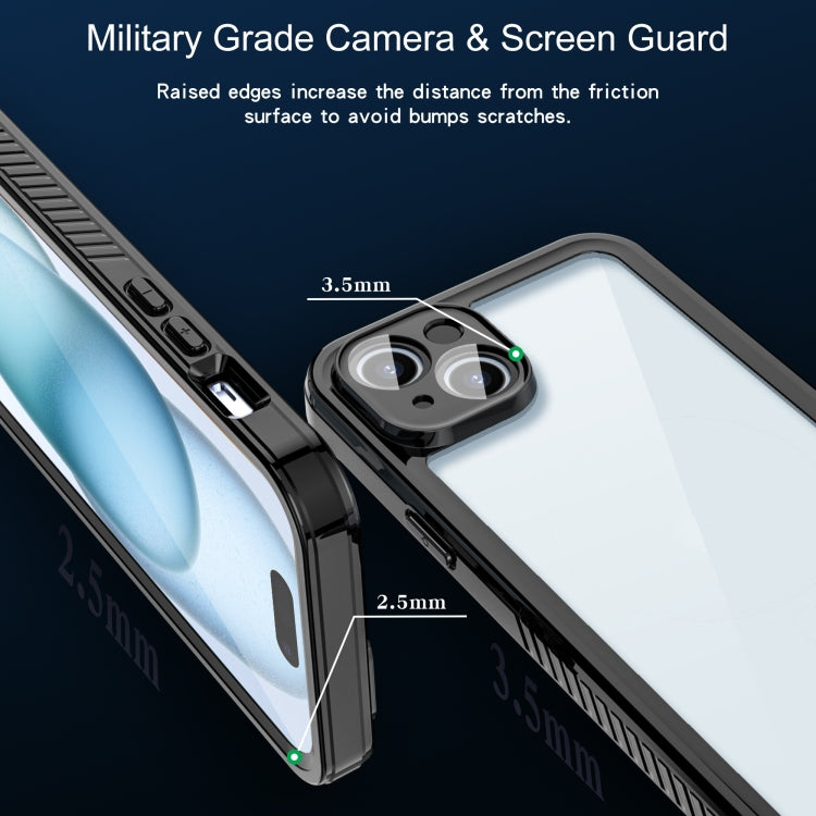 For iPhone 15 Plus RedPepper Shockproof IP68 Waterproof PC + TPU Protective Case - Black