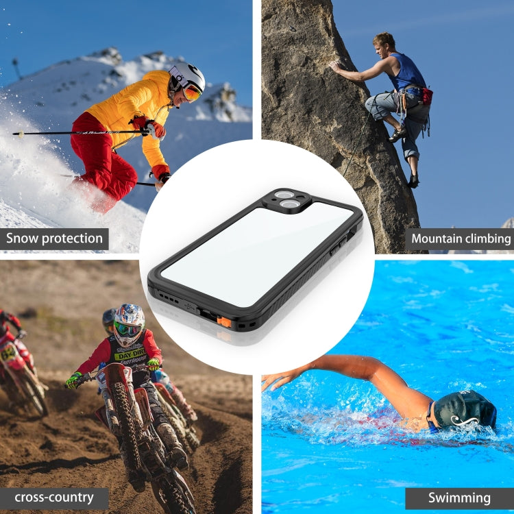 For iPhone 15 Plus RedPepper Shockproof IP68 Waterproof PC + TPU Protective Case - Black