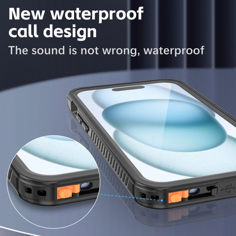 For iPhone 15 Plus RedPepper Shockproof IP68 Waterproof PC + TPU Protective Case - Black