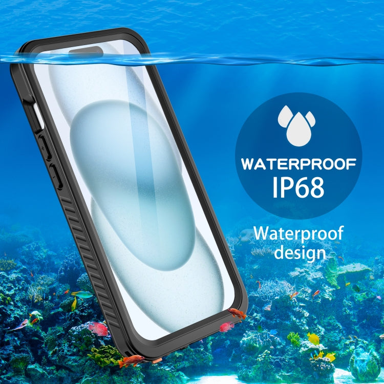 For iPhone 15 RedPepper Shockproof IP68 Waterproof PC + TPU Protective Case - Black