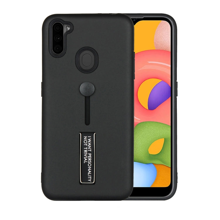 For Samsung Galaxy A11 Oil Feel Shockproof TPU + PC Protective Case with Holder