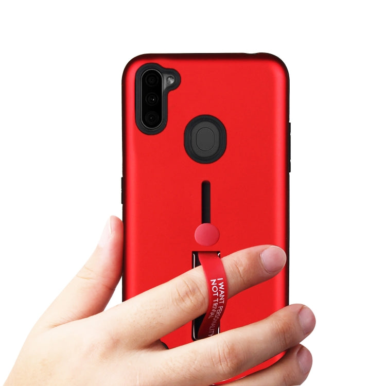 For Samsung Galaxy A11 Oil Feel Shockproof TPU + PC Protective Case with Holder