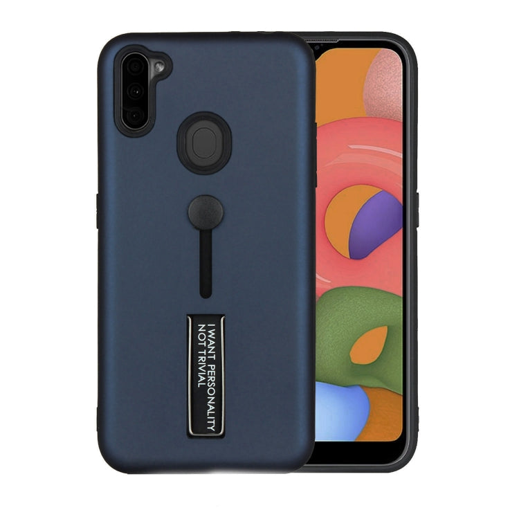 For Samsung Galaxy A11 Oil Feel Shockproof TPU + PC Protective Case with Holder
