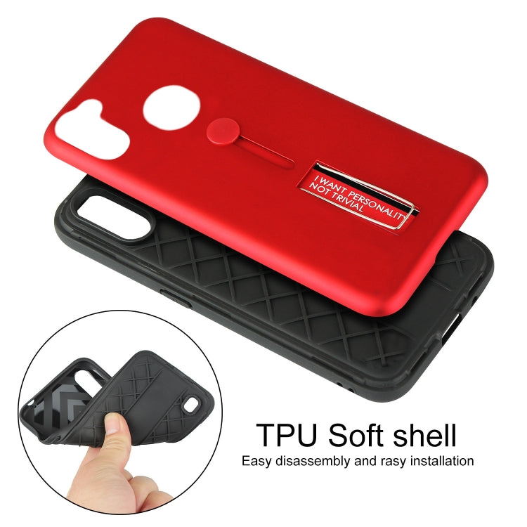 For Samsung Galaxy A11 Oil Feel Shockproof TPU + PC Protective Case with Holder