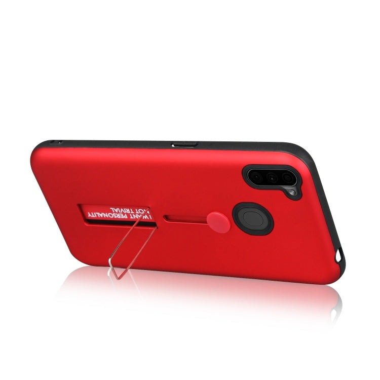 For Samsung Galaxy A11 Oil Feel Shockproof TPU + PC Protective Case with Holder