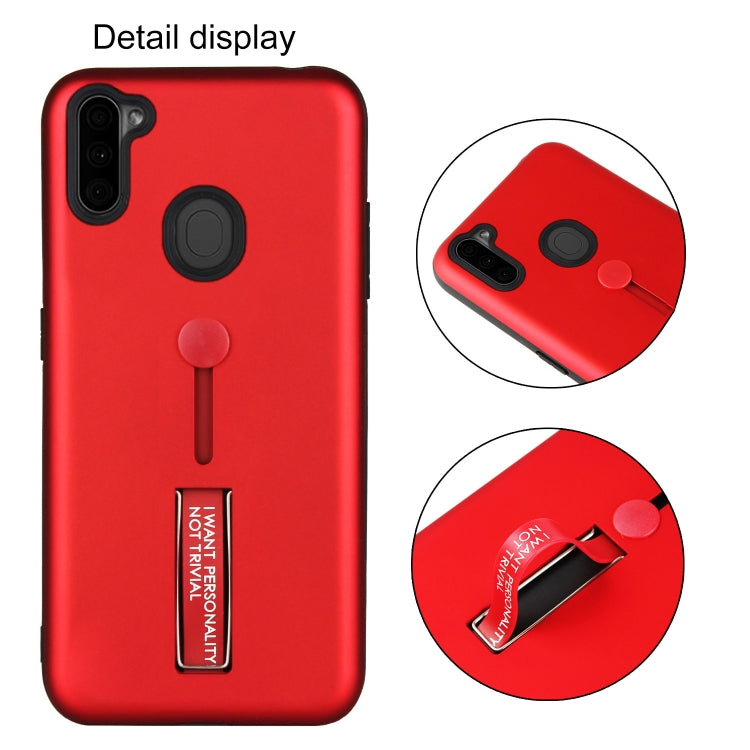 For Samsung Galaxy A11 Oil Feel Shockproof TPU + PC Protective Case with Holder