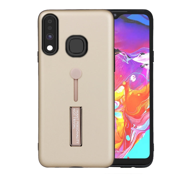 For Samsung Galaxy A70e Oil Feel Shockproof TPU + PC Protective Case with Holder