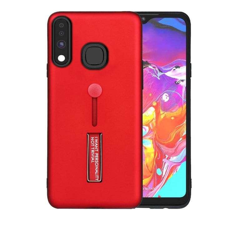 For Samsung Galaxy A70e Oil Feel Shockproof TPU + PC Protective Case with Holder