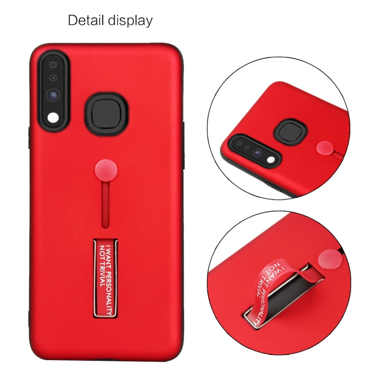 For Samsung Galaxy A70e Oil Feel Shockproof TPU + PC Protective Case with Holder