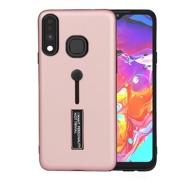 For Samsung Galaxy A70e Oil Feel Shockproof TPU + PC Protective Case with Holder