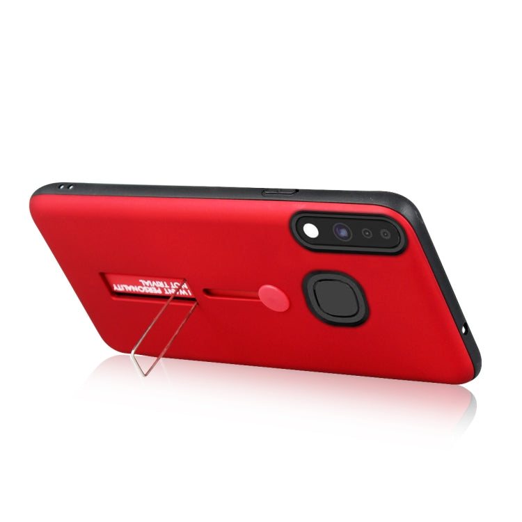 For Samsung Galaxy A70e Oil Feel Shockproof TPU + PC Protective Case with Holder