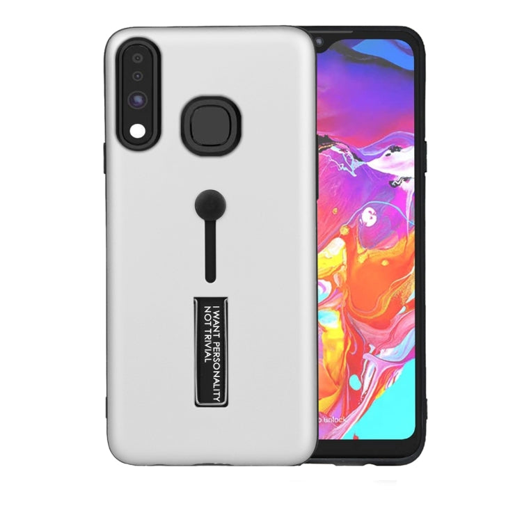 For Samsung Galaxy A70e Oil Feel Shockproof TPU + PC Protective Case with Holder